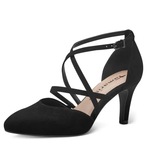 Tamaris Pumps Stiletto Vegan Riemchen schwarz S14 1-24404-42
