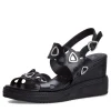 Tamaris Sandalette Keilabsatz Leder schwarz 1-1-28331-26