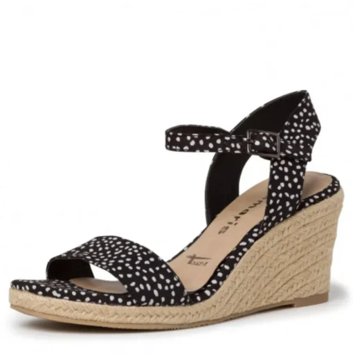 Tamaris Sandalette  Keilabsatz schwarz Punkte 1-1-28300-24