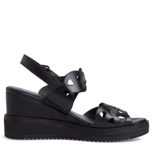 Tamaris Sandalette Keilabsatz Leder schwarz 1-1-28331-26