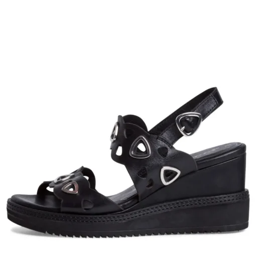 Tamaris Sandalette Keilabsatz Leder schwarz 1-1-28331-26