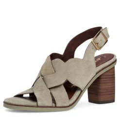 Tamaris Sandalette Leder Blockabsatz olive  1-1-28020-26
