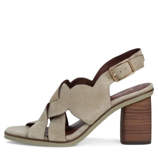 Tamaris Sandalette Leder Blockabsatz olive  1-1-28020-26