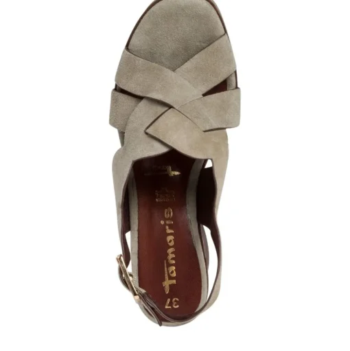 Tamaris Sandalette Leder Blockabsatz olive  1-1-28020-26