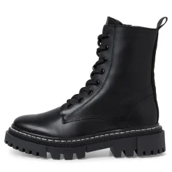 Tamaris Schnürstiefel Schnürboots Leder Wechselfußbett schwarz S23 1-25276-41