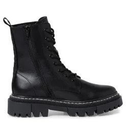 Tamaris Schnürstiefel Schnürboots Leder Wechselfußbett schwarz S23 1-25276-41