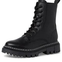 Tamaris Schnürstiefel Schnürboots Leder Wechselfußbett schwarz S23 1-25276-41