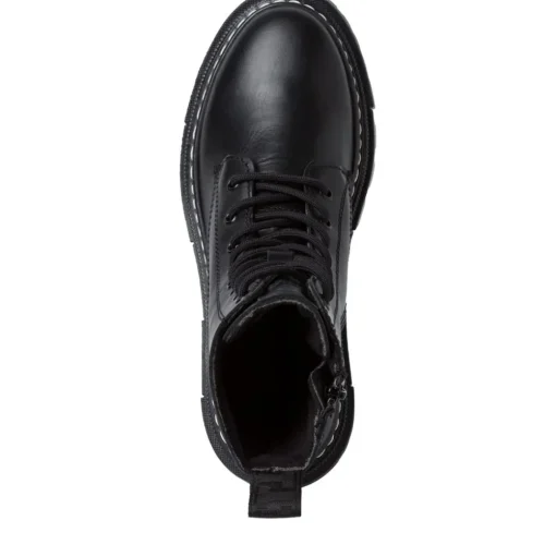 Tamaris Schnürstiefel Schnürboots Leder Wechselfußbett schwarz S23 1-25276-41