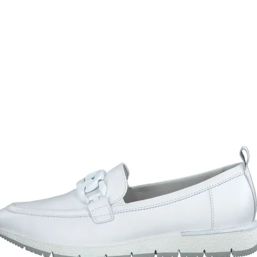 Tamaris Slipper Loafer Schlupfschuh Leder Wechselfußbett Kettendetail rosa, weiß S13 1-1-24711-30
