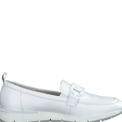 Tamaris Slipper Loafer Schlupfschuh Leder Wechselfußbett Kettendetail rosa, weiß S13 1-1-24711-30