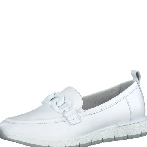 Tamaris Slipper Loafer Schlupfschuh Leder Wechselfußbett Kettendetail rosa, weiß S13 1-1-24711-30