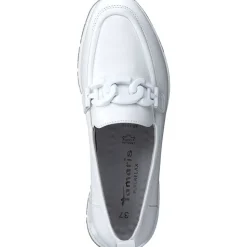 Tamaris Slipper Loafer Schlupfschuh Leder Wechselfußbett Kettendetail rosa, weiß S13 1-1-24711-30