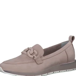 Tamaris Slipper Loafer Schlupfschuh Leder Wechselfußbett Kettendetail rosa, weiß S13 1-1-24711-30