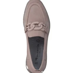 Tamaris Slipper Loafer Schlupfschuh Leder Wechselfußbett Kettendetail rosa, weiß S13 1-1-24711-30