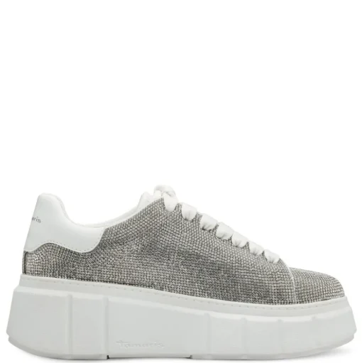 Tamaris Sneaker Strasssteine Plateausohle grau 1-23773-42