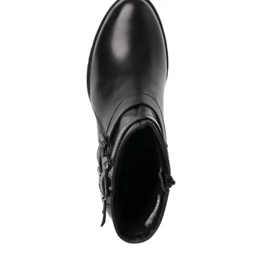 Tamaris Stiefelette Leder Zierschnallen hoher Blockabsatz TOUCHit- Fußbett schwarz S22 1-1-25384-29