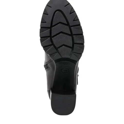Tamaris Stiefelette Leder Zierschnallen hoher Blockabsatz TOUCHit- Fußbett schwarz S22 1-1-25384-29